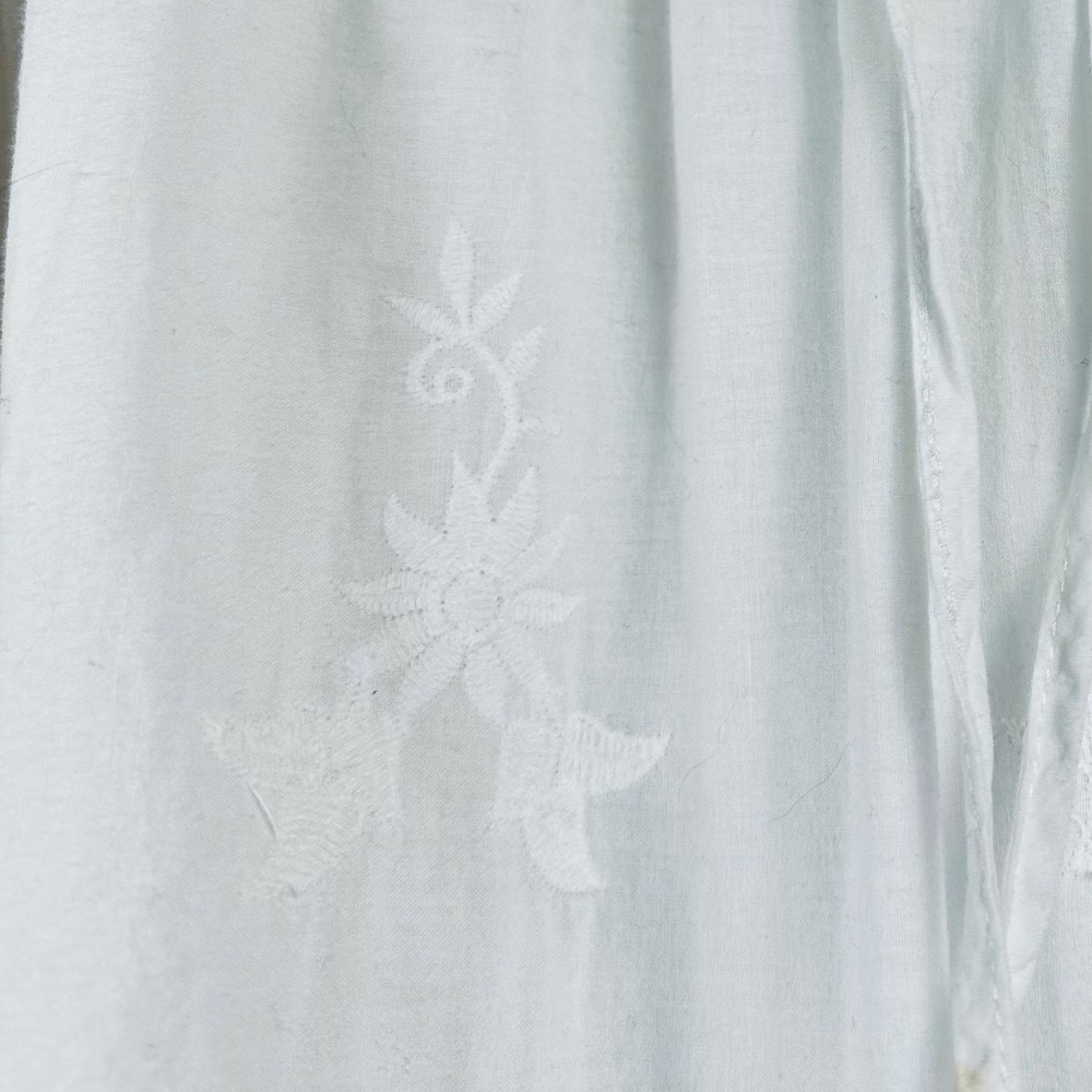 Boho Fairy Knee Skirt White Cotton Small Drawstring Lined Lace Cut-Out A-Line - Picture 3 of 9